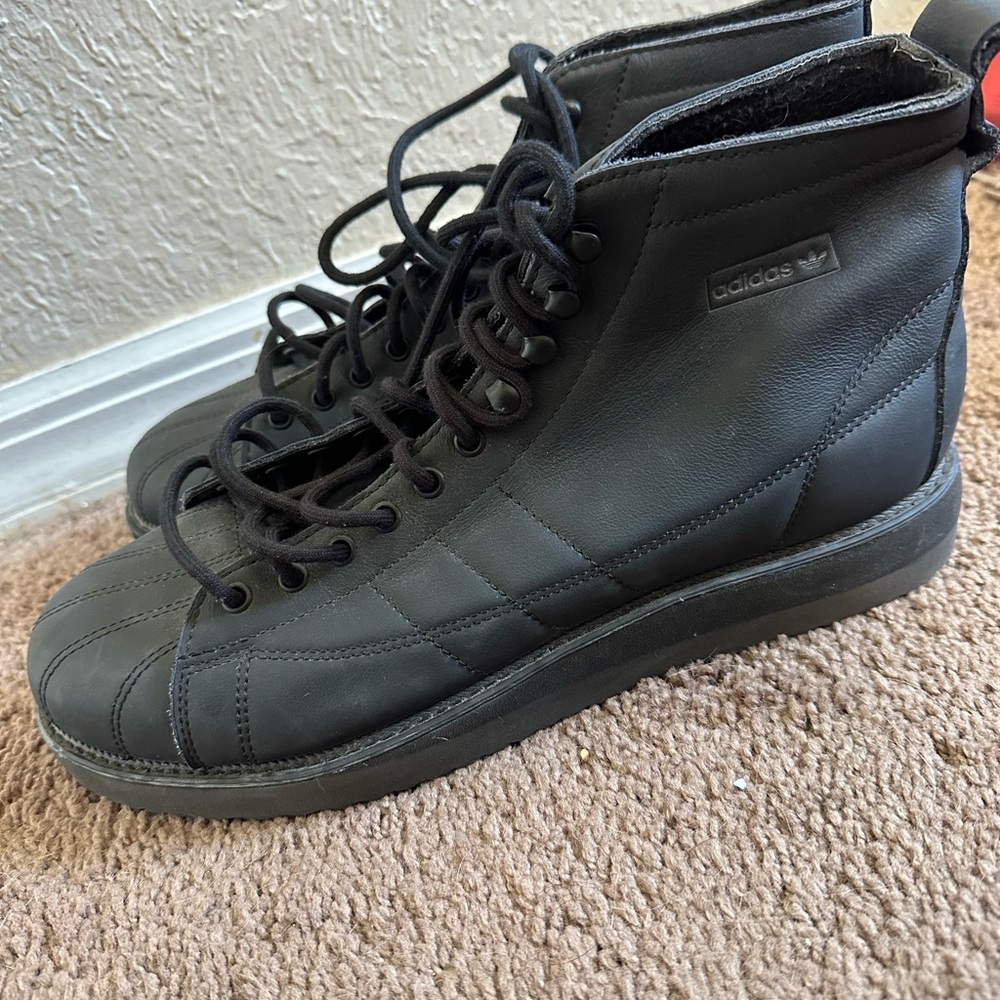 Adidas Black Winter Boots High-Top Design